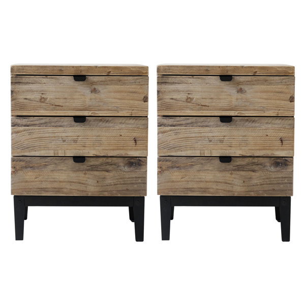 Millwood Pines Earnhardt Solid Wood Nightstand (Set of 2) | Wayfair
